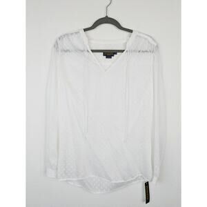 Pendleton Top Swiss Dot Peasant Textured Boho Western Spring Summer White Size S